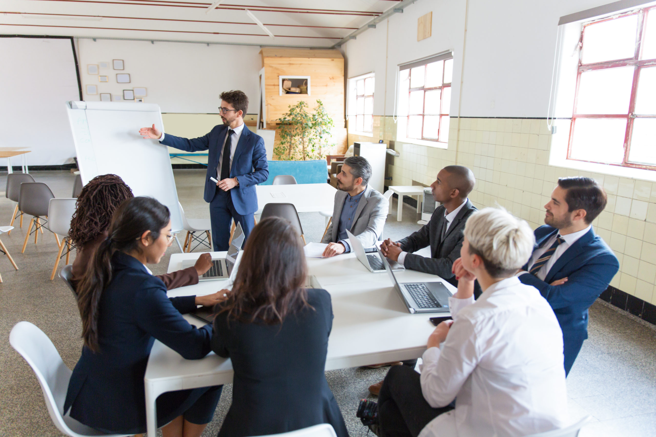Confident business team working at office